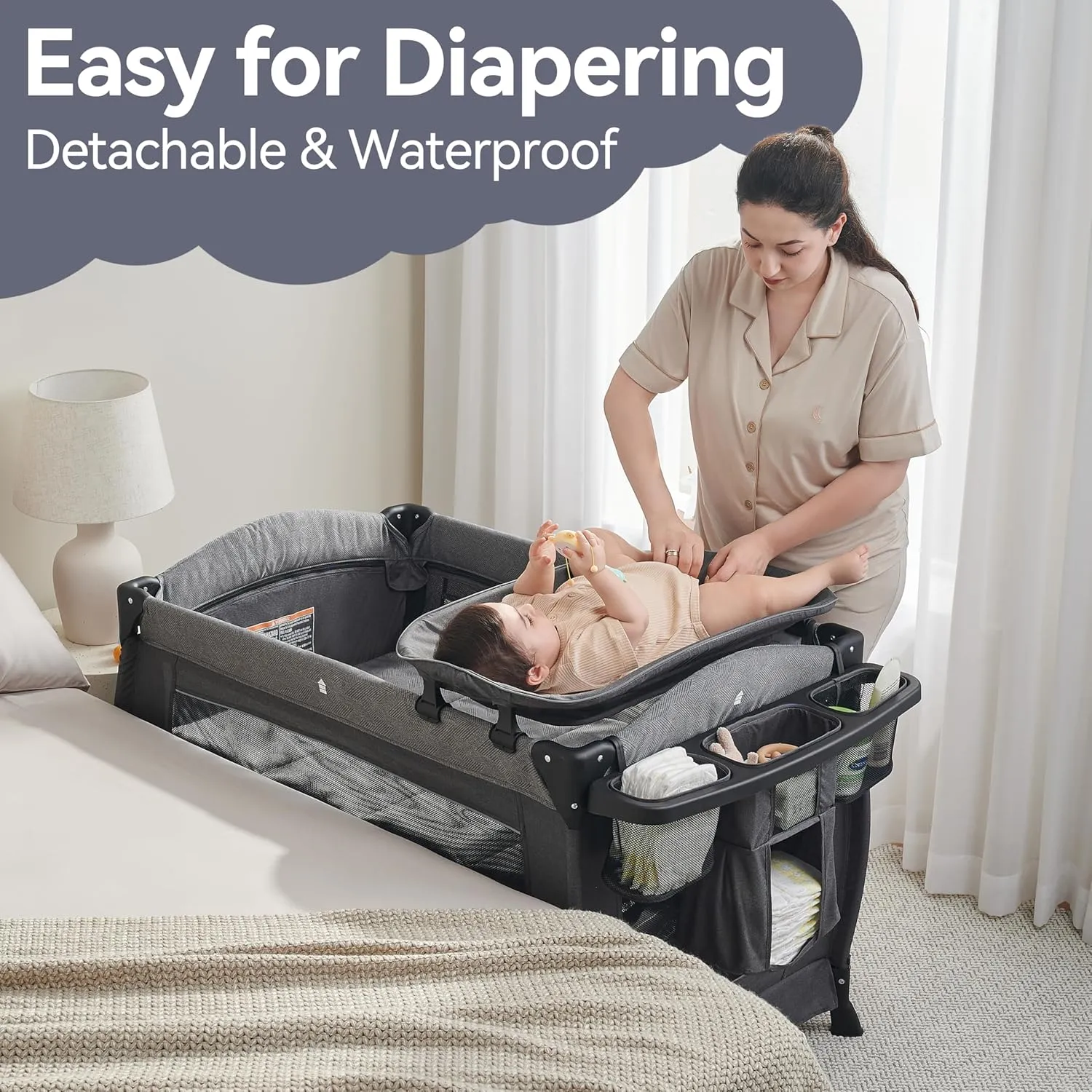 Pamo Babe Portable Playpen Foldable Playard for Baby and Toddler Mattress, Changing Table for Newborn Portable Playard
