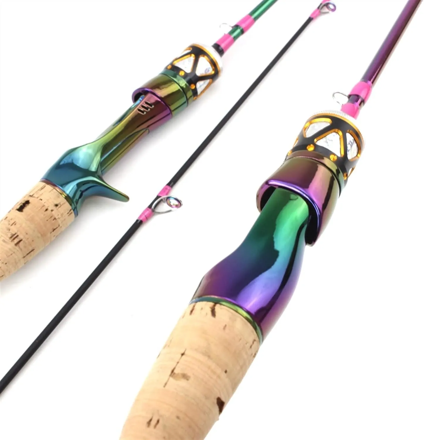 Panfish Rod Fishing Pole Colored Lure Fishing Rod Ul Spinning Casting Rod Carbon Fiber 2 Sections Slow Beautiful Fishing Pole Lure Weight Baitcasting Rod(A)