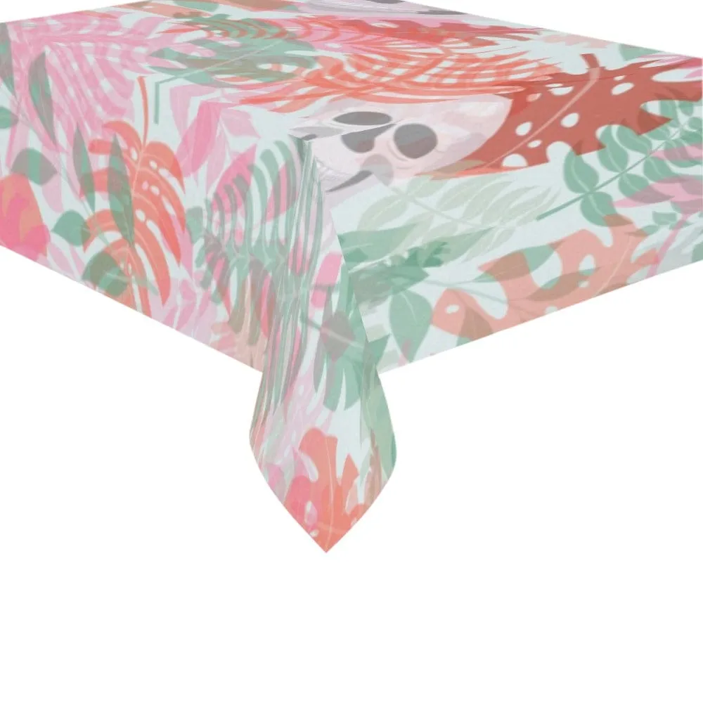 Pastel Skull Leaves Cotton Linen Tablecloth 60" x 90"