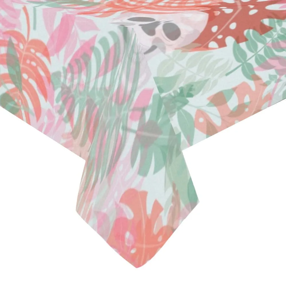 Pastel Skull Leaves Cotton Linen Tablecloth 60" x 90"
