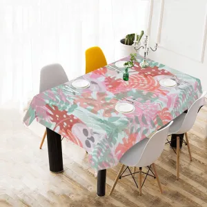 Pastel Skull Leaves Cotton Linen Tablecloth 60" x 90"