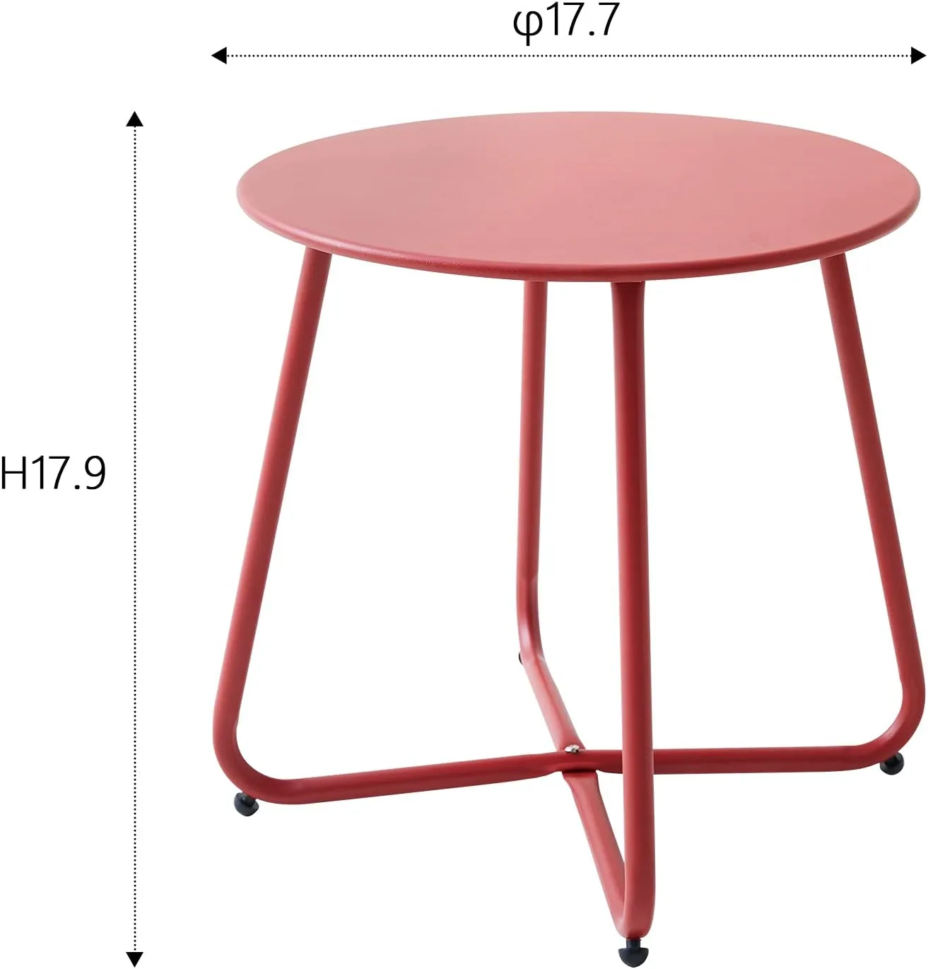 Patio Small Side Table Waterproof Round Metal Steel Weather Resistant Portable Outdoor and Indoor End Table for Garden Balcony Yard, Red