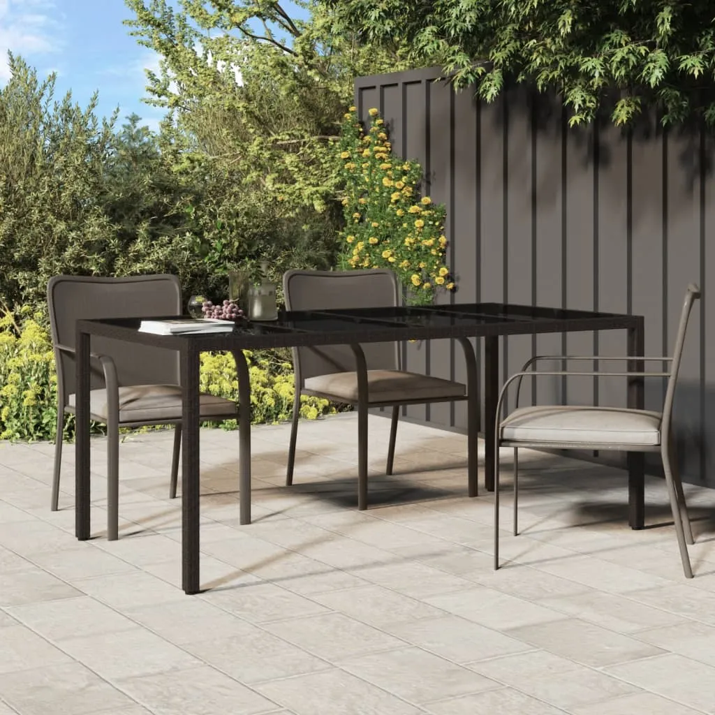 Patio Table 74.8" Tempered Glass and Poly Rattan Table Multi Colors