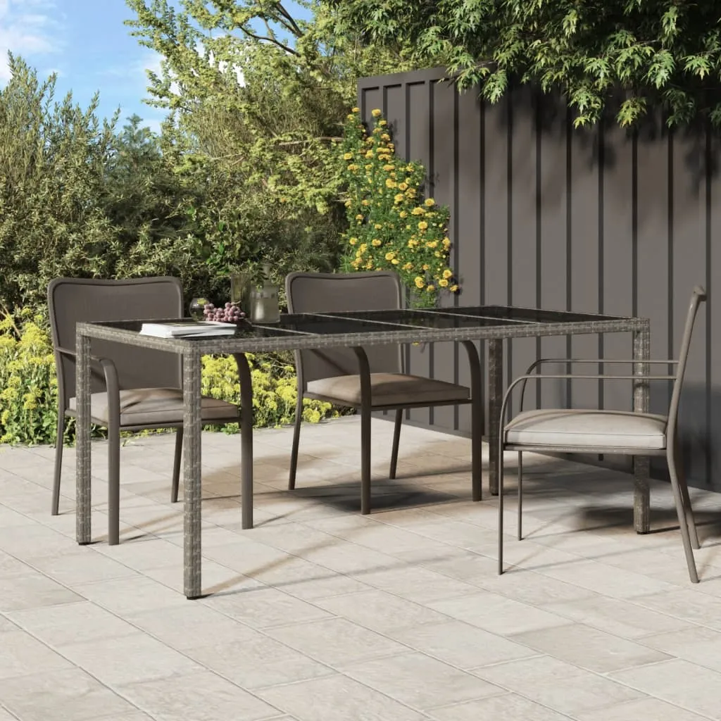 Patio Table 74.8" Tempered Glass and Poly Rattan Table Multi Colors