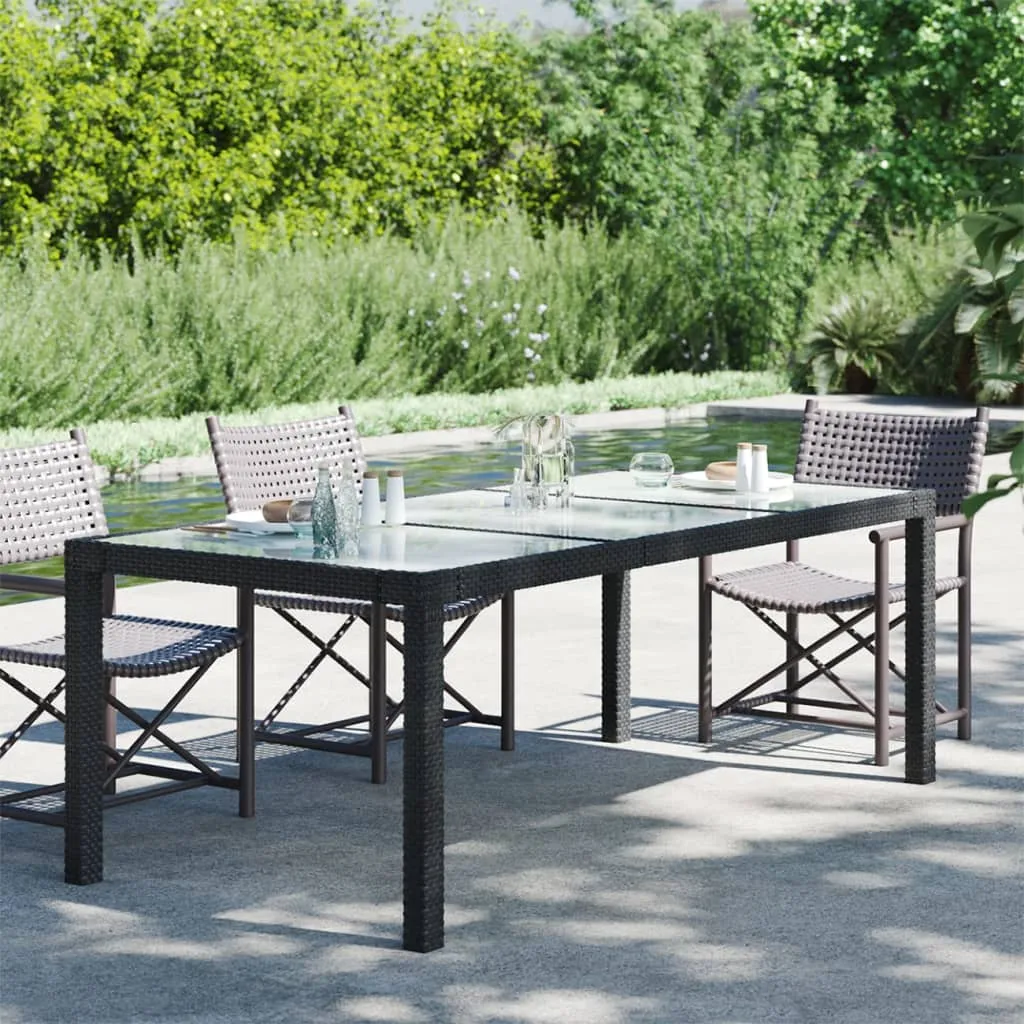 Patio Table 74.8" Tempered Glass and Poly Rattan Table Multi Colors