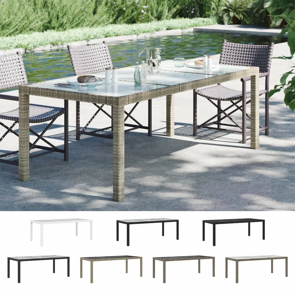 Patio Table 74.8" Tempered Glass and Poly Rattan Table Multi Colors