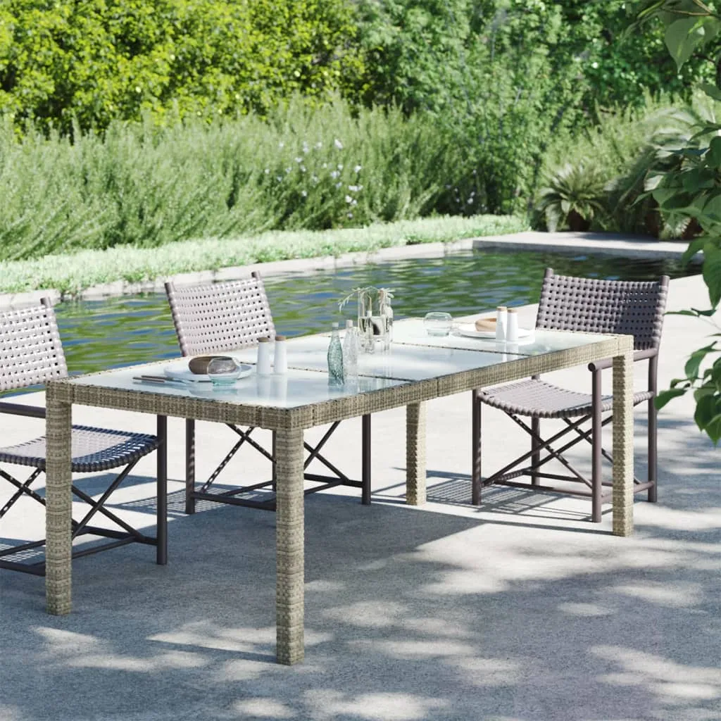 Patio Table 74.8" Tempered Glass and Poly Rattan Table Multi Colors