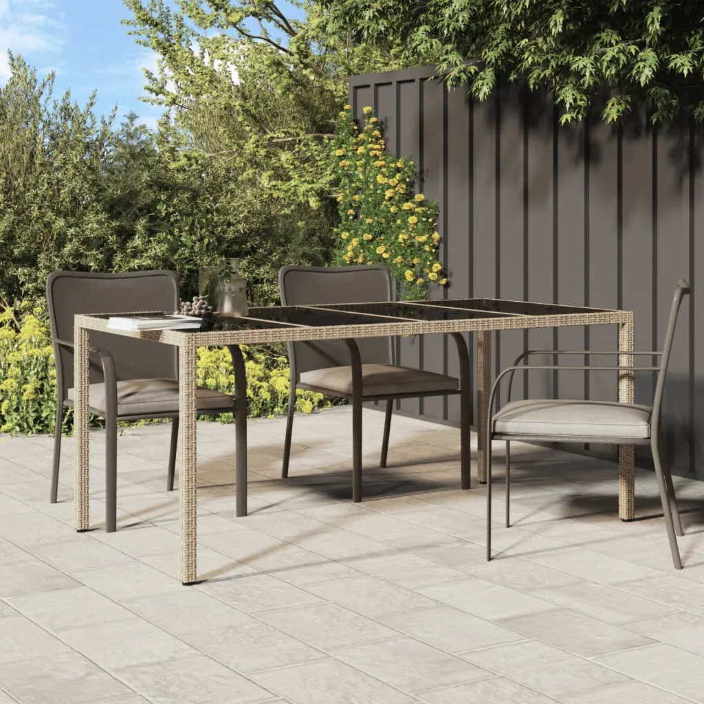 Patio Table 74.8" Tempered Glass and Poly Rattan Table Multi Colors