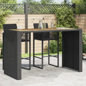 Patio Table with Acacia Wood Top Outdoor Garden Furniture Poly Rattan