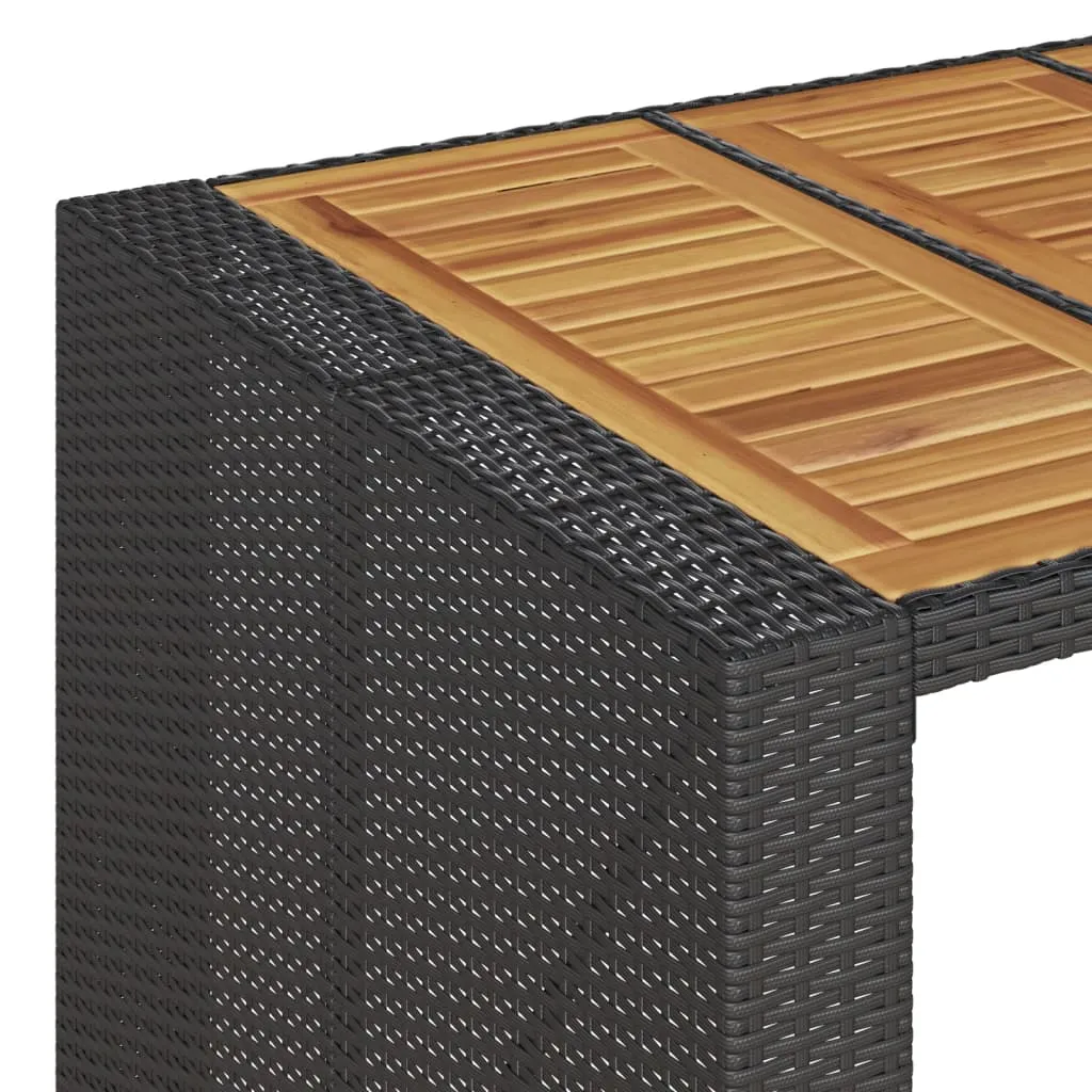Patio Table with Acacia Wood Top Outdoor Garden Furniture Poly Rattan