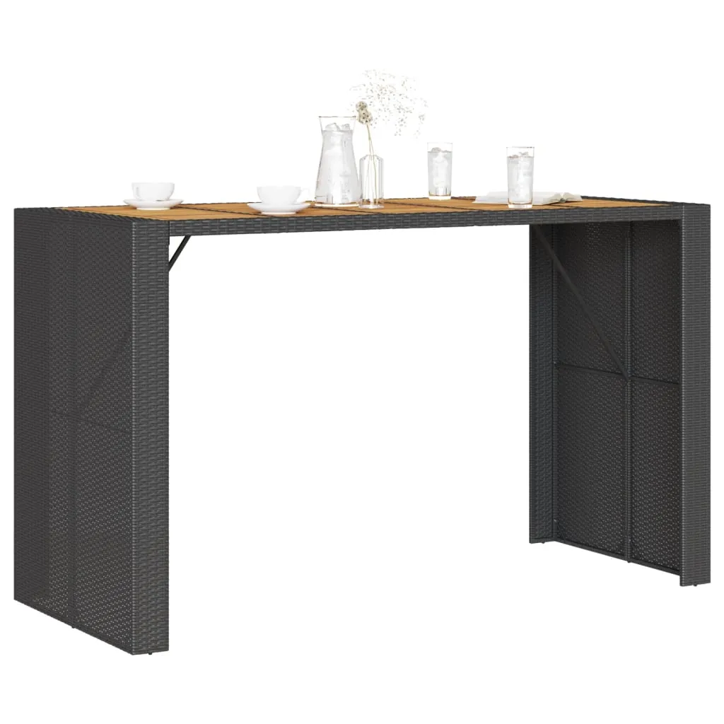 Patio Table with Acacia Wood Top Outdoor Garden Furniture Poly Rattan
