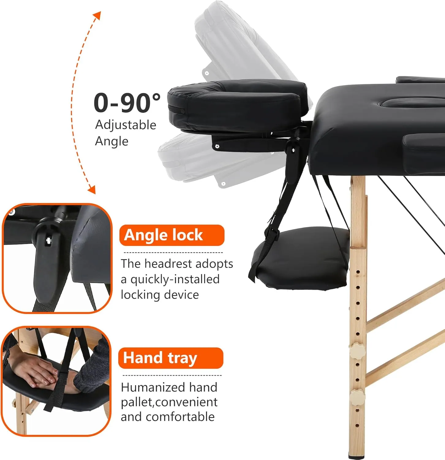 PayLessHere Massage Bed Portable Massage Table 24 inche Wide Lash Bed 2 Folding Heigh Adjustable Spa Table with Non-Woven Bag for Spa Footmassage Facial CareSpa Tattoo