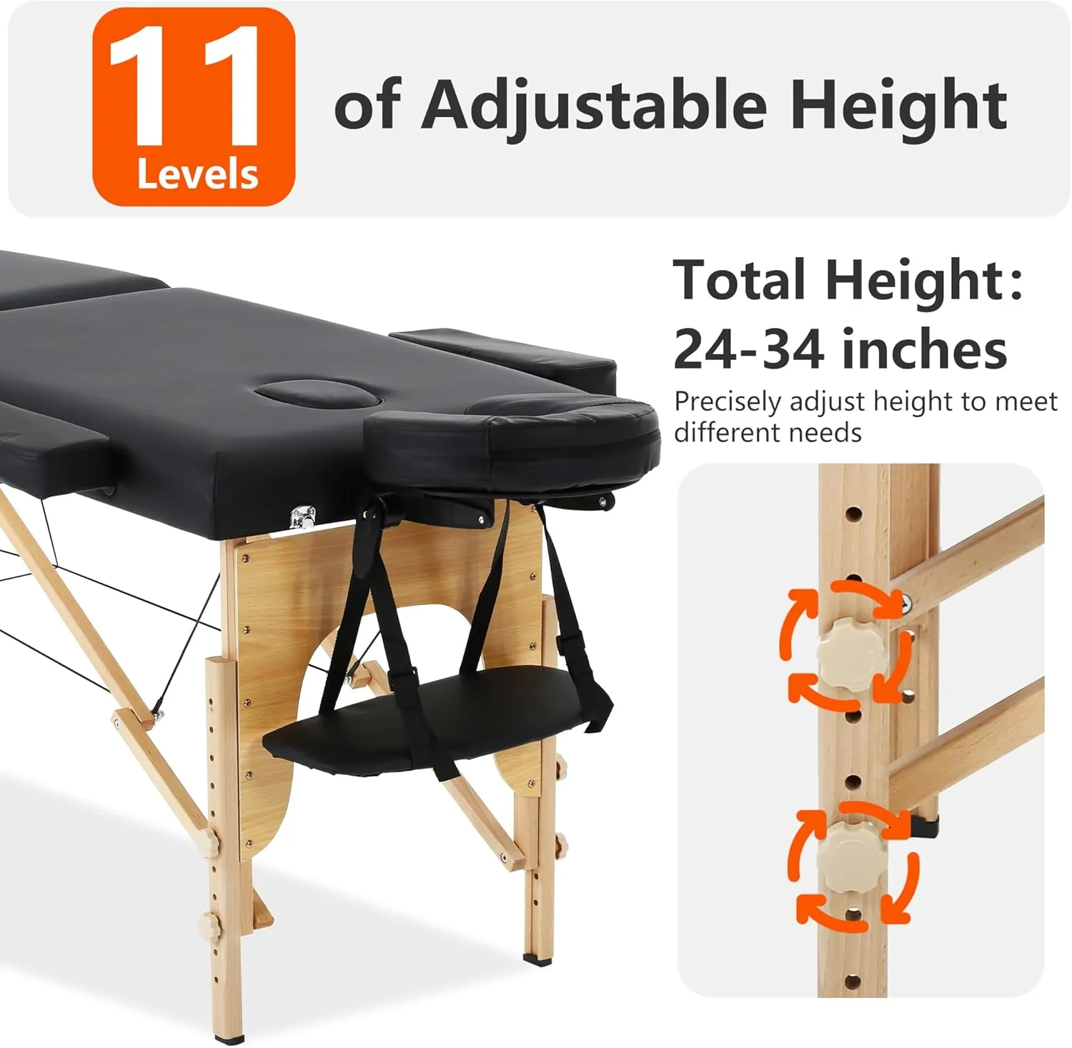 PayLessHere Massage Bed Portable Massage Table 24 inche Wide Lash Bed 2 Folding Heigh Adjustable Spa Table with Non-Woven Bag for Spa Footmassage Facial CareSpa Tattoo