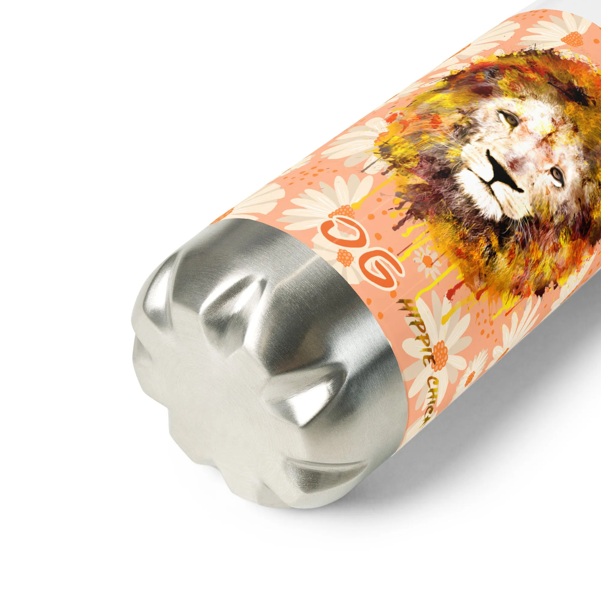 Peach Daisies Stainless Steel Water Bottle