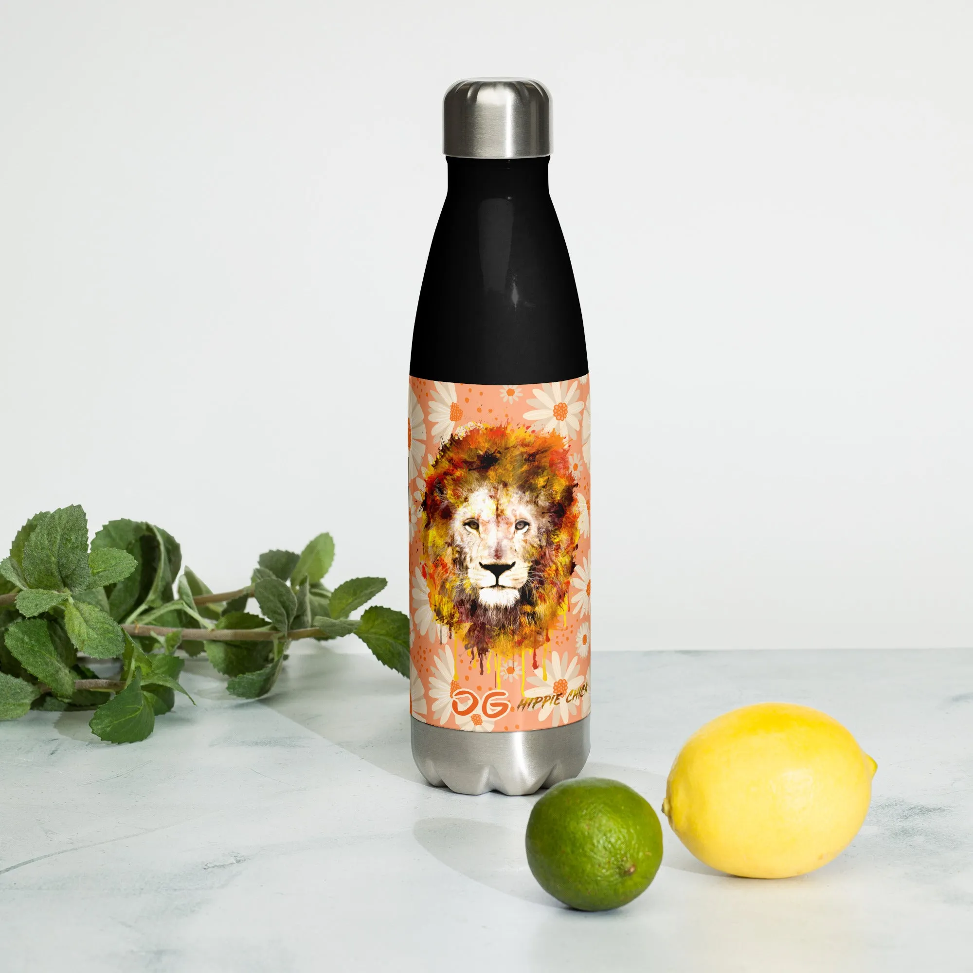 Peach Daisies Stainless Steel Water Bottle