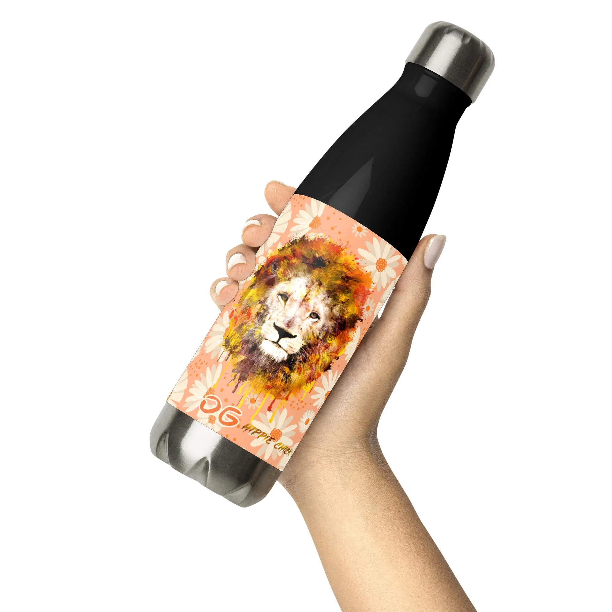 Peach Daisies Stainless Steel Water Bottle