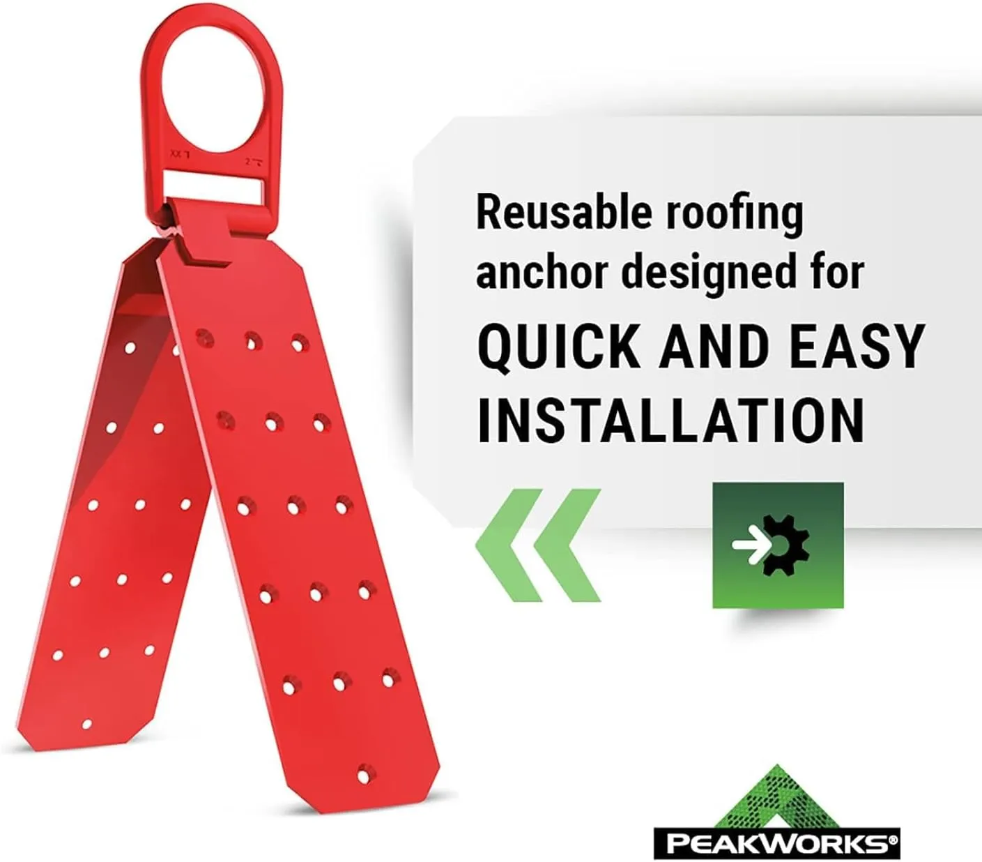Peakworks Temporary Roof Anchor Bracket - Stainless Steel Safety Roof Top Anchor Bracket for Roofing Work - Industrial, Construction, Roofing Fall Protection - ANSI & OSHA Compliant