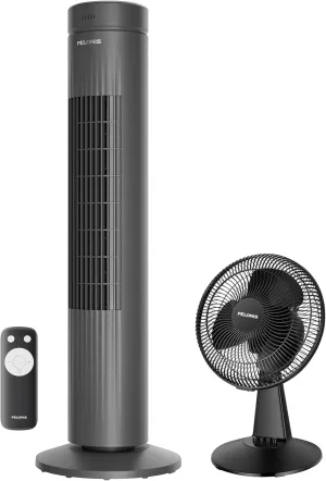 PELONIS 30 - Inch Oscillating Tower Fan & 12 - Inch Table Fan Bundle