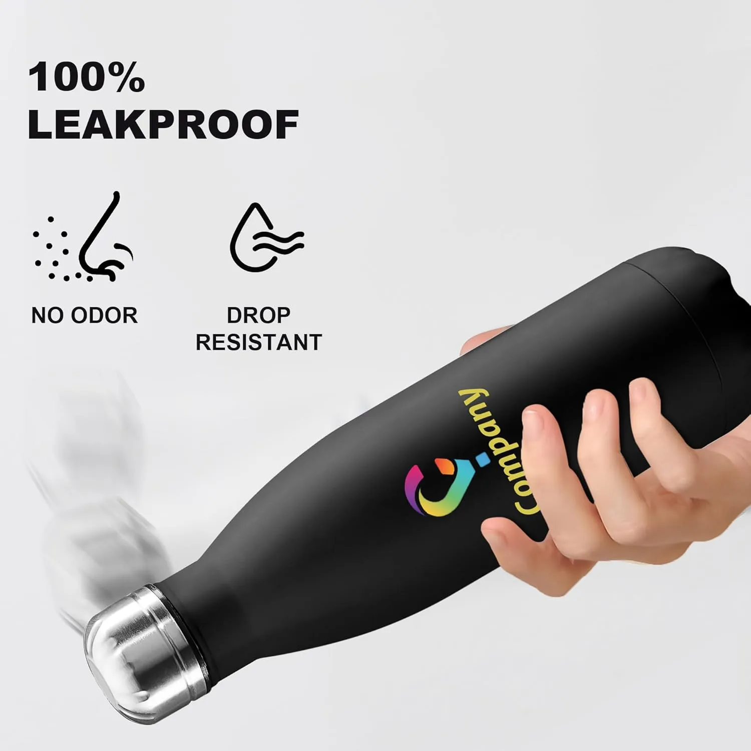 Personalized Custom Water Bottle Print in USA 17oz Stainless Steel Double Wall Leakproof Cups With Colorful Text Logo for Sports Outdoors