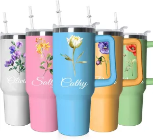 Personalized Gifts Custom Tumbler with Straw 40 Oz Customized Stainless Steel Insulated Travel Cup Add Name,Photo,or Logo,Custom Travel Coffee mug,Personalized Photo Gifts for Women Men