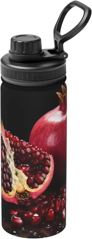 PHAYAH Red Pomegranate Camping Hiking Hydration Flask Stainless Steel, Double Walled & Vacuum Insulated Water Bottle