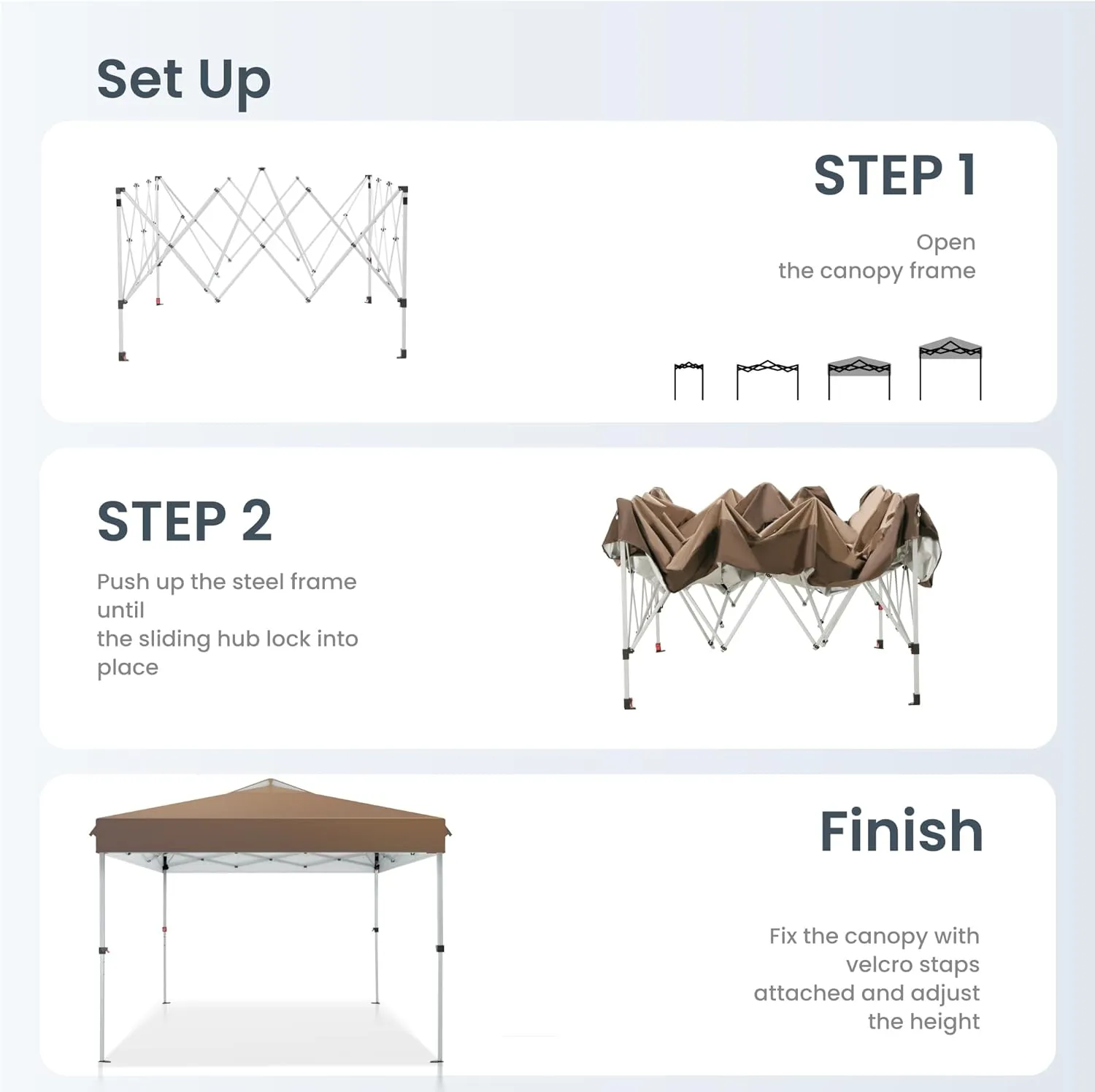 PHI VILLA Pop Up Canopy 10 10 Tents for Parties with Wheeled Bag, Portable Lightweight Folding w/Adjustable Height,Dark & Light Brown