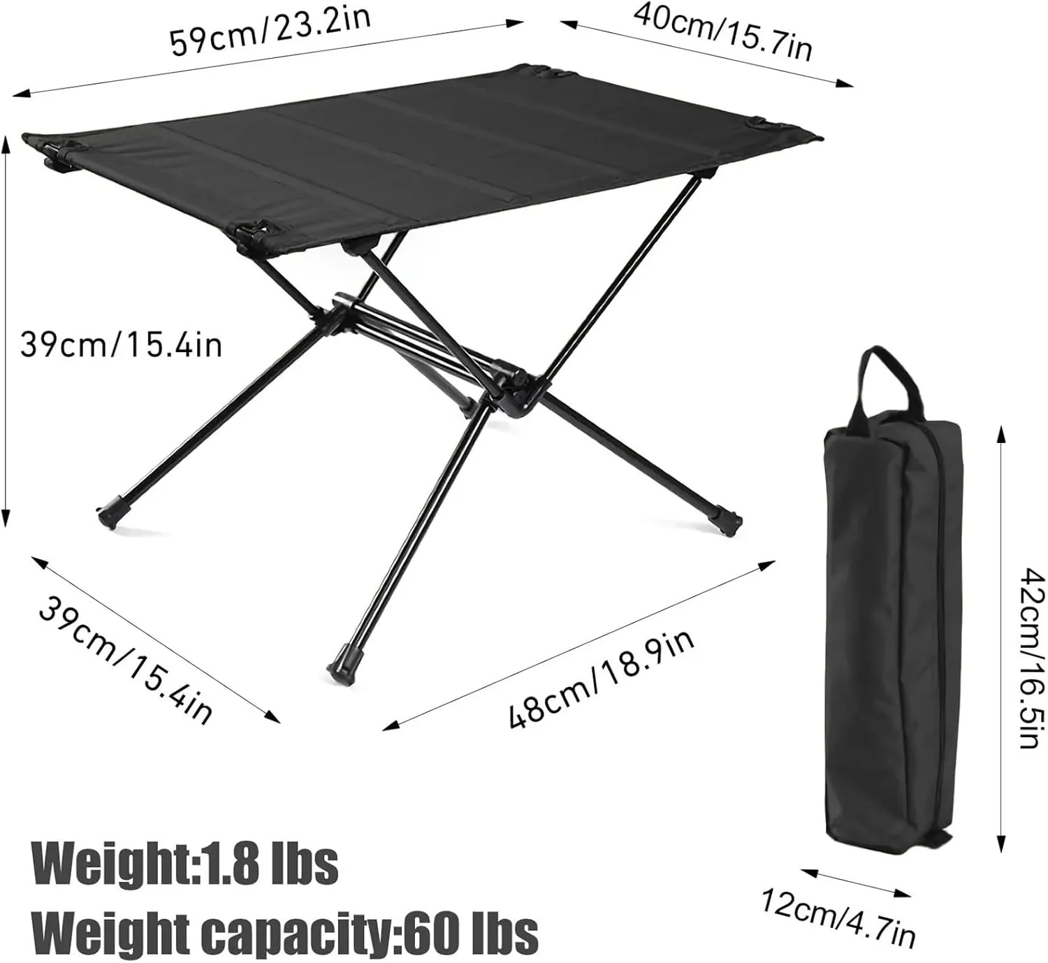 Picnic Camping Folding Table Lightweight Roll-Up Table Portable Tourist Tables Outdoor Picnic Light(Black Set)