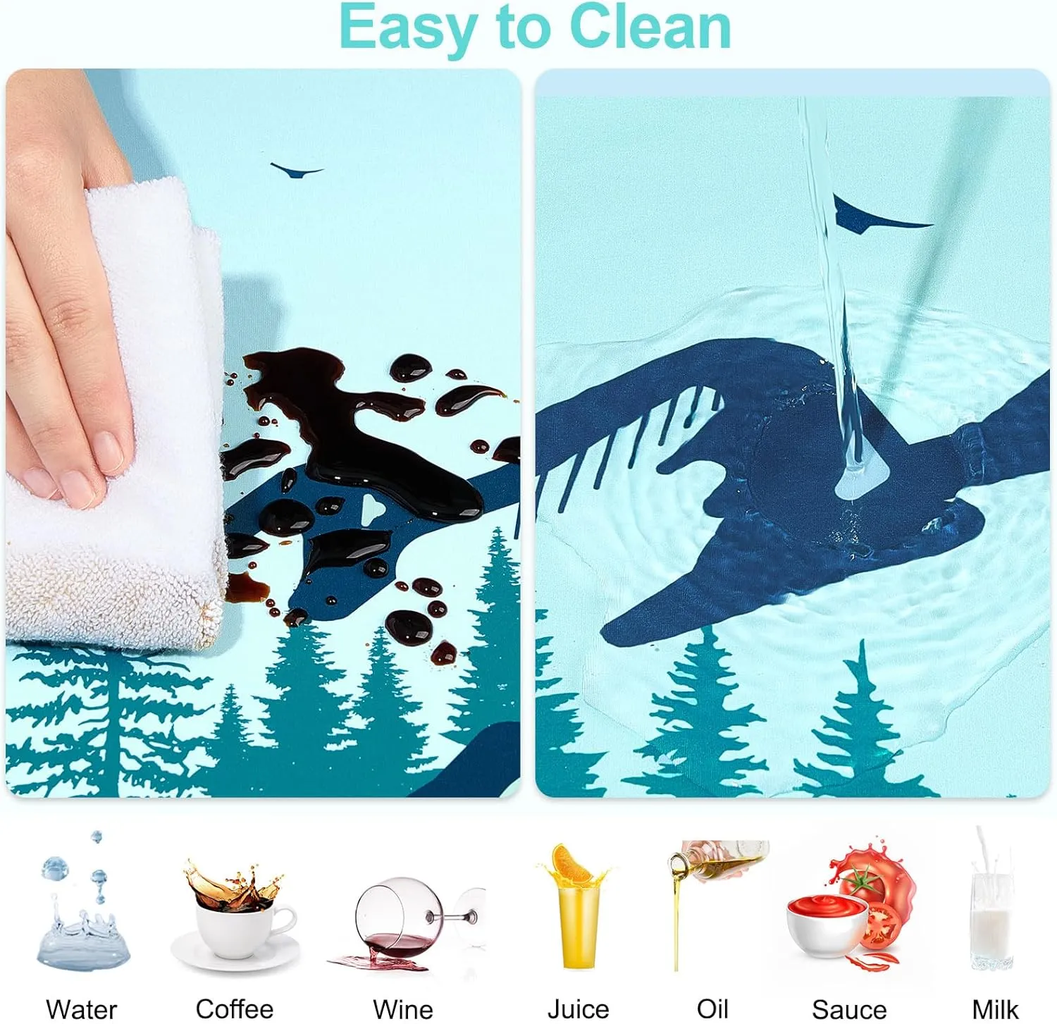 Picnic Table Cover with Bench Covers Portable Table Cloth Built-in Storage Pocket Picnic Table Covers with Elastic Waterproof Camping Essentials for RV Camping