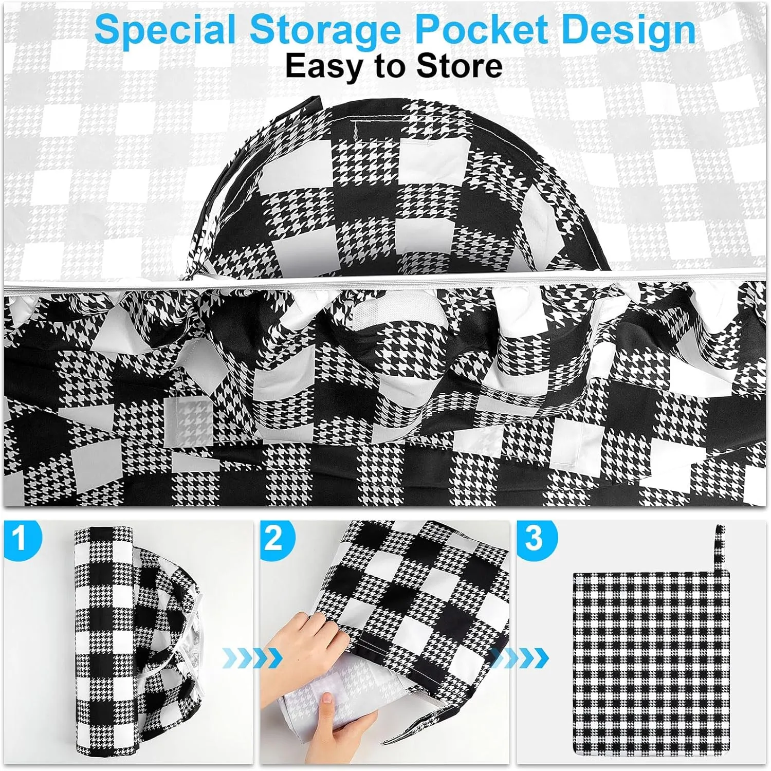 Picnic Table Cover with Bench Covers Portable Table Cloth Built-in Storage Pocket Picnic Table Covers with Elastic Waterproof Camping Essentials for RV Camping