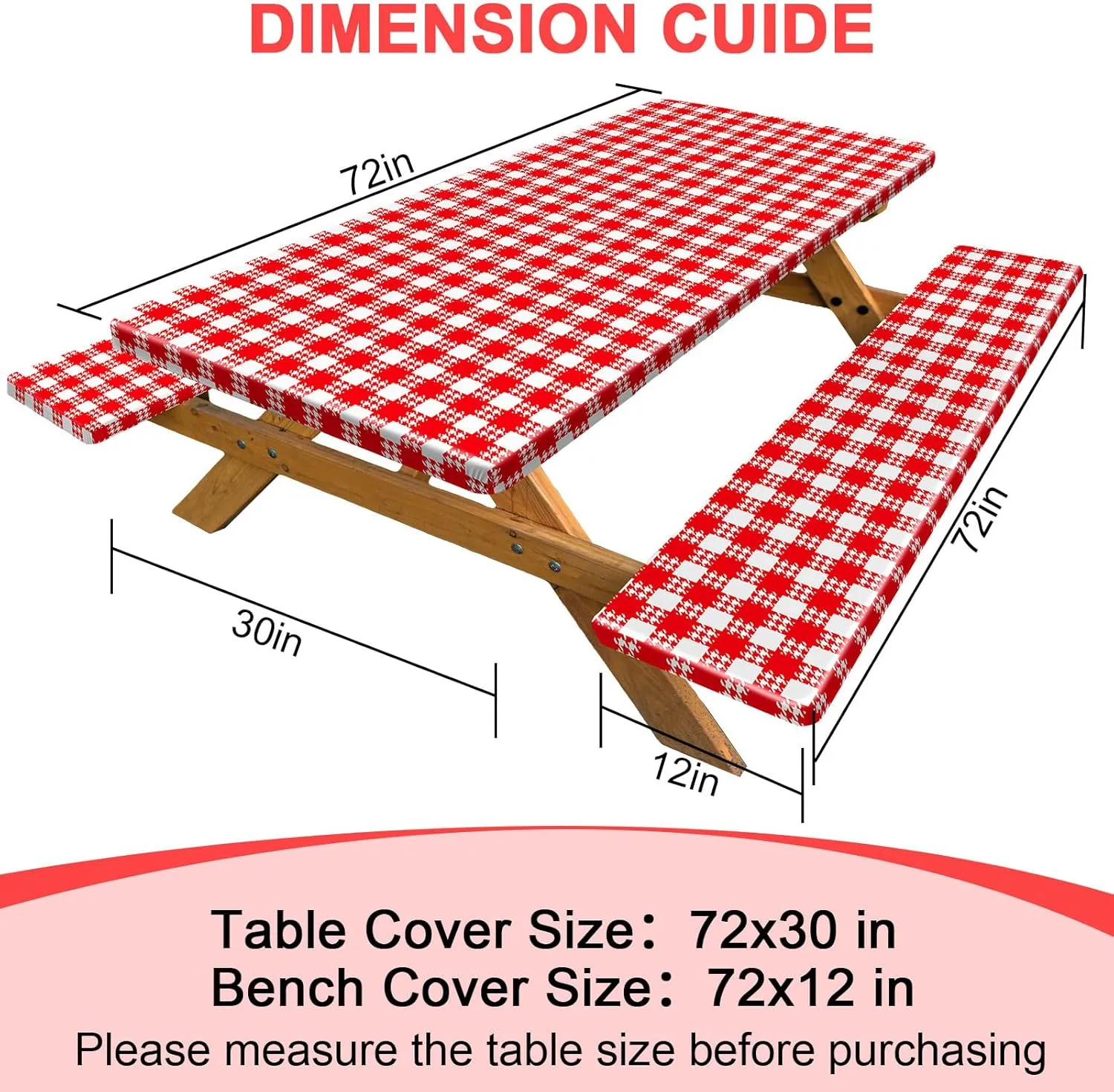 Picnic Table Cover with Bench Covers Portable Table Cloth Built-in Storage Pocket Picnic Table Covers with Elastic Waterproof Camping Essentials for RV Camping