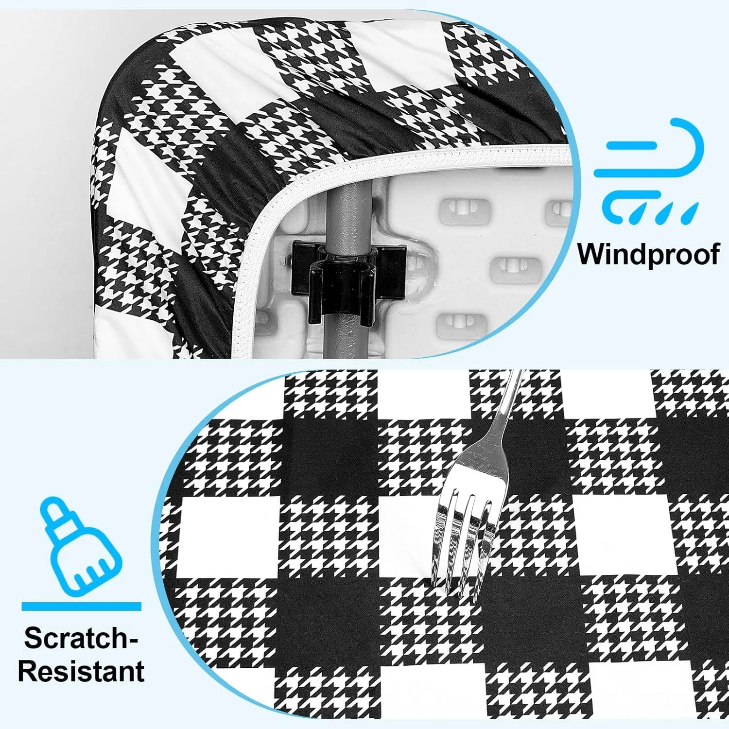 Picnic Table Cover with Bench Covers Portable Table Cloth Built-in Storage Pocket Picnic Table Covers with Elastic Waterproof Camping Essentials for RV Camping