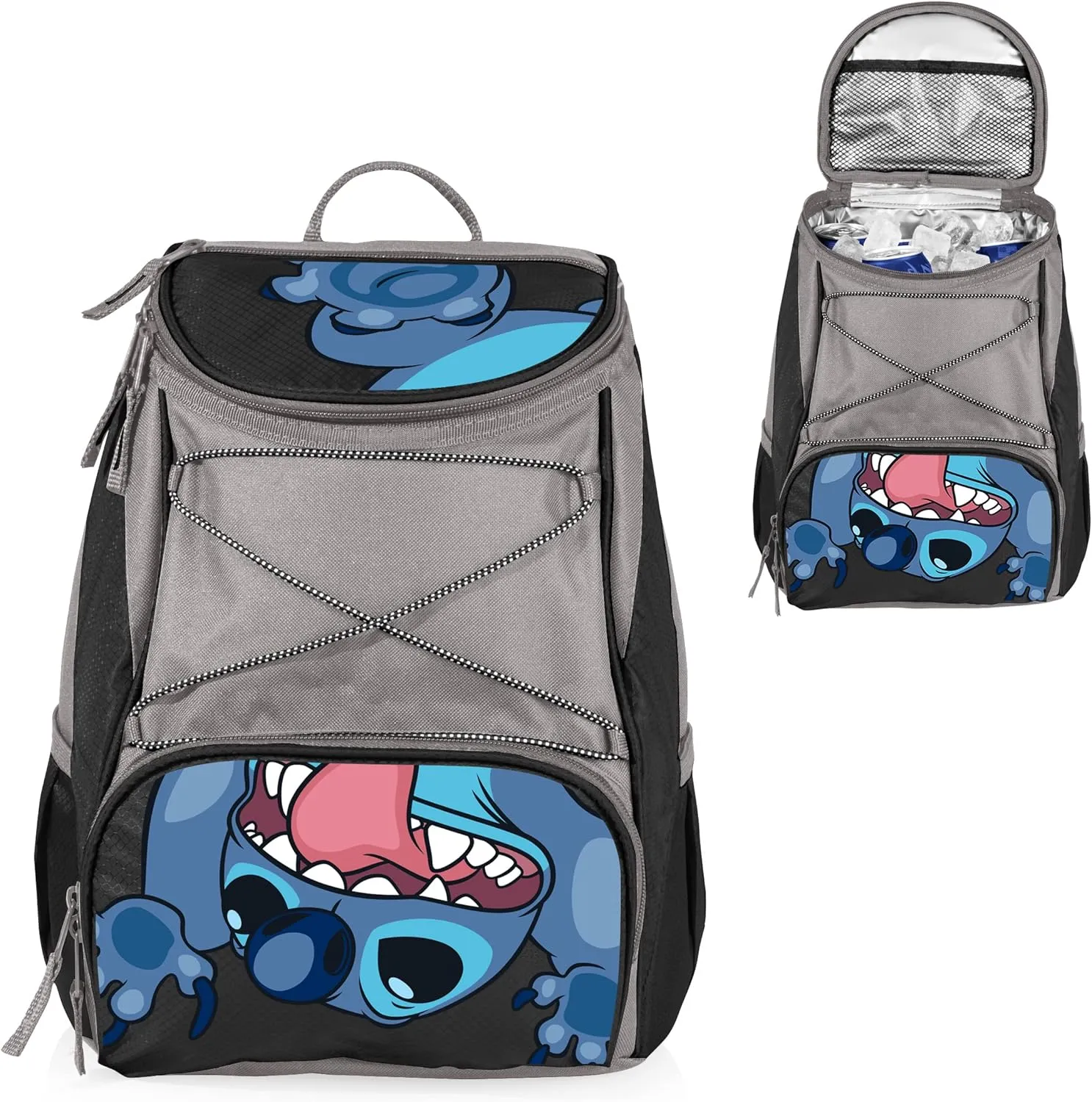 PICNIC TIME Disney Lilo & Stitch PTX Backpack Cooler, Soft Cooler Backpack, Insulated Lunch Bag, (Black with Gray Accents)