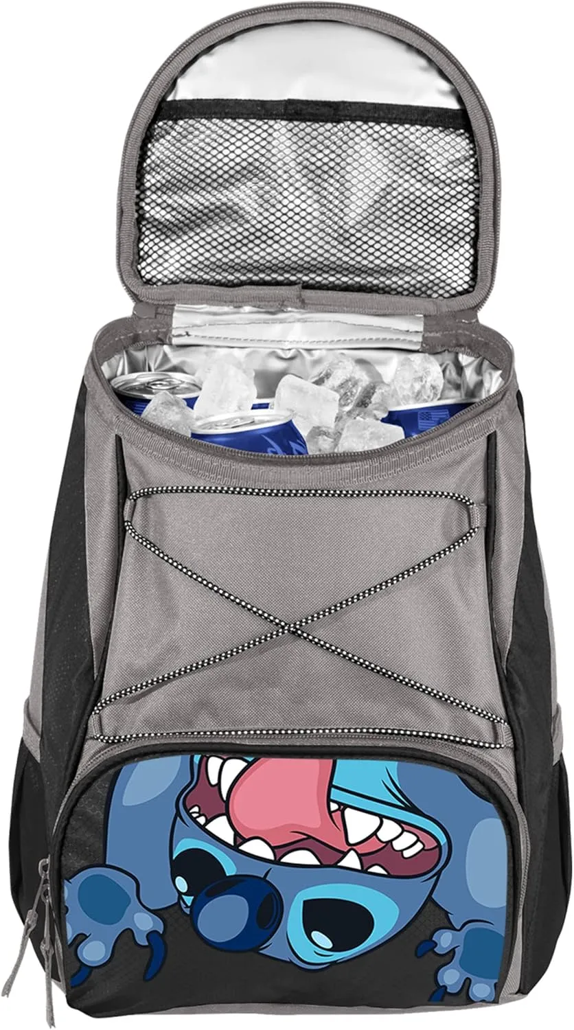 PICNIC TIME Disney Lilo & Stitch PTX Backpack Cooler, Soft Cooler Backpack, Insulated Lunch Bag, (Black with Gray Accents)