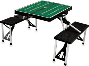PICNIC TIME NCAA TCU Horned Frogs Football Field Folding Picnic Table - Camping Table - Outdoor Table with Umbrella Hole, (Black)