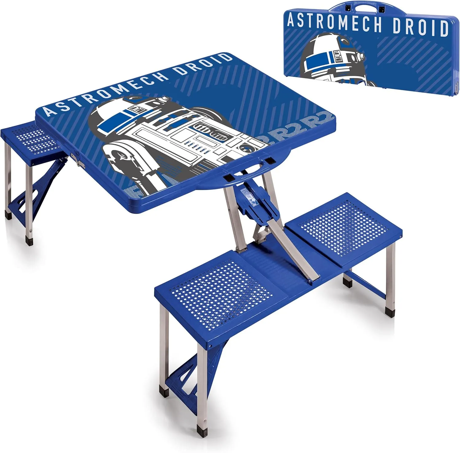 PICNIC TIME Star Wars R2-D2 Folding Picnic Table, Camping Table, Outdoor Table with Umbrella Hole, (Royal Blue)