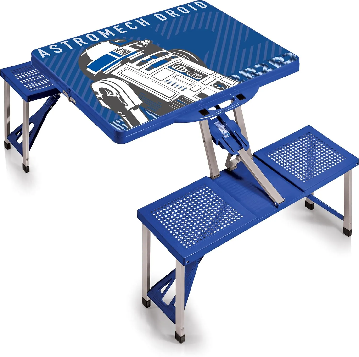 PICNIC TIME Star Wars R2-D2 Folding Picnic Table, Camping Table, Outdoor Table with Umbrella Hole, (Royal Blue)