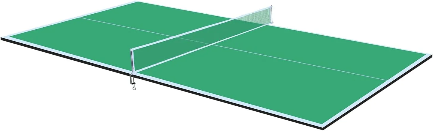 Ping Pong Table Top, 7×4FT Mid-Size Foldable Ping Pong Table Topper for Pool Table, Indoor Table Tennis Conversion Top w/Net & Premium Foam Padding, Lightweight and Portable-Green