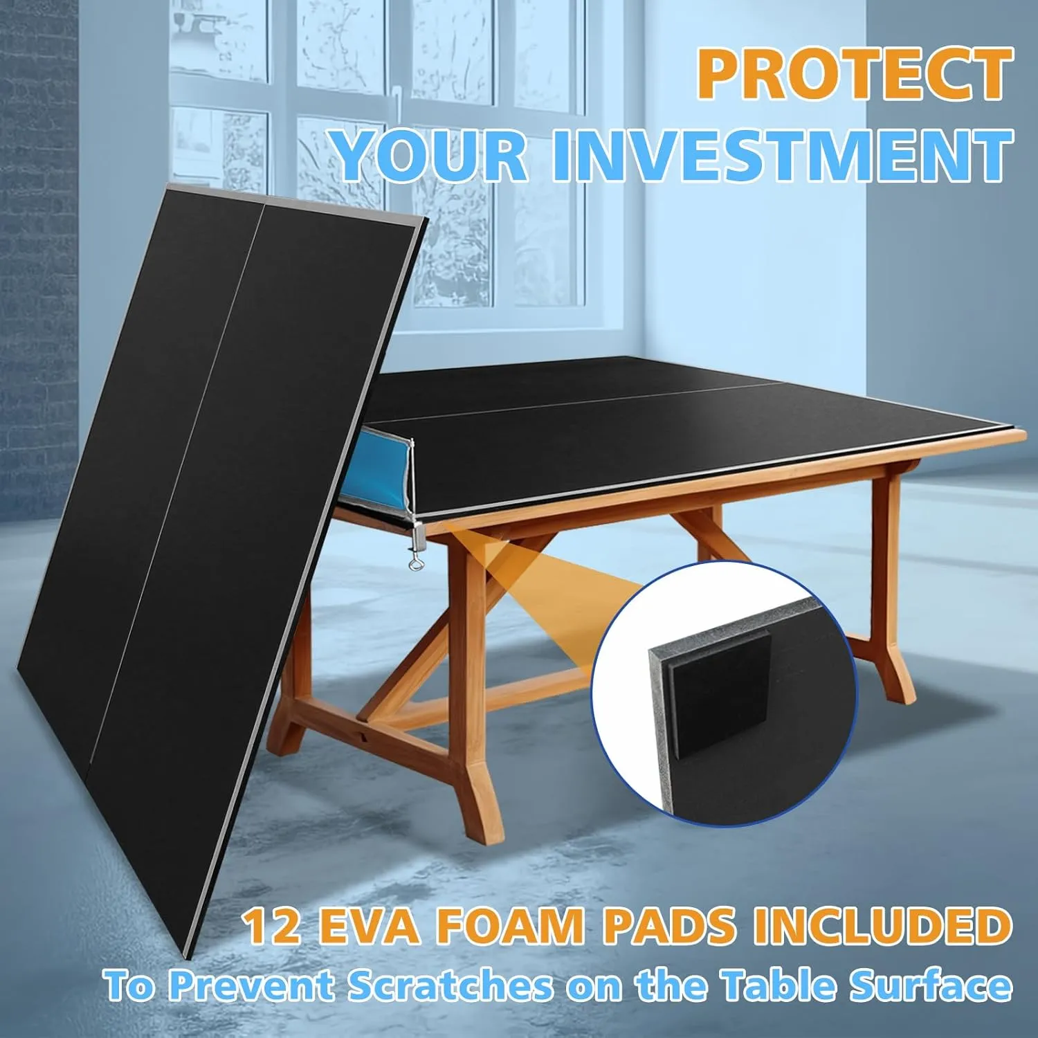 Ping Pong Table Top for Billiard Table, 96" Foldable Table Tennis Table Topper for Pool Table, Indoor Outdoor Table Tennis Conversion Top w/Net & Premium Foam Padding, Lightweight and Portable