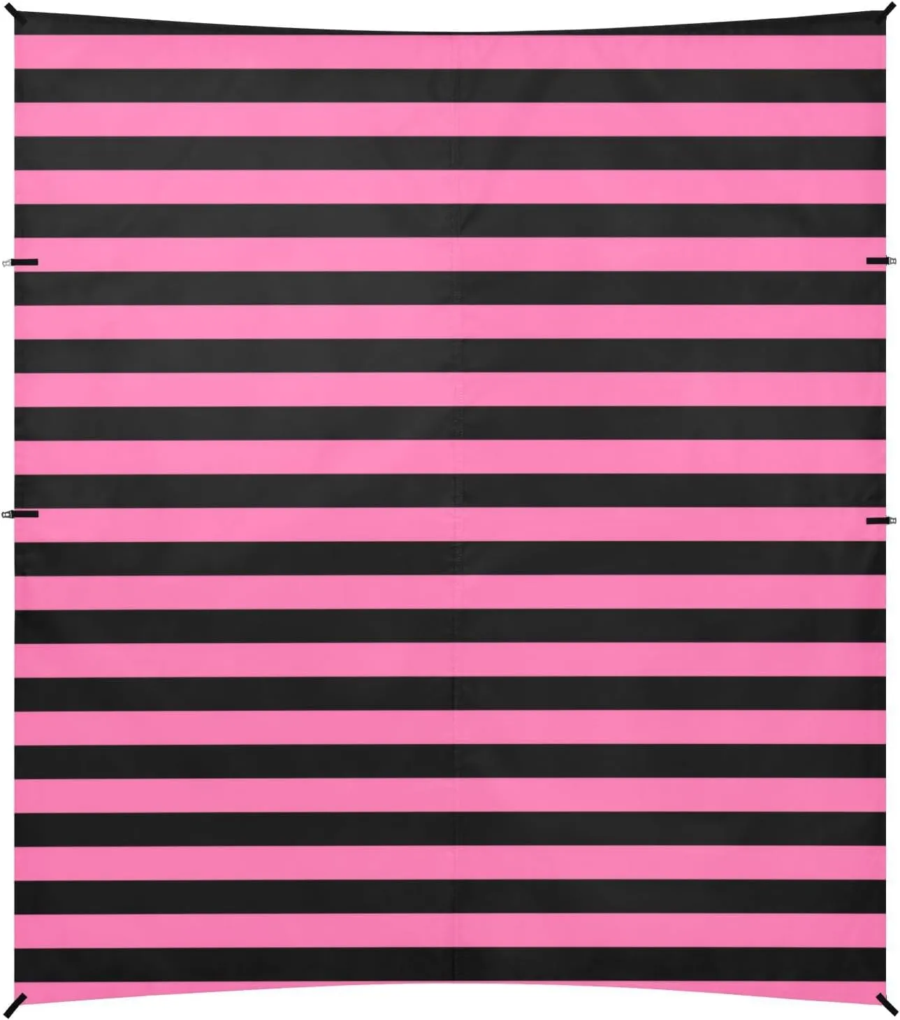Pink Black Horizontal Stripes Decor Foldable Beach Cabana UPF50  Protection Lightweight Portable Sunshade with Sandbags and Shovel for Camping, Picnics, Backyard