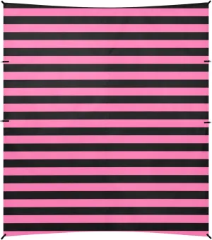 Pink Black Horizontal Stripes Decor Foldable Beach Cabana UPF50  Protection Lightweight Portable Sunshade with Sandbags and Shovel for Camping, Picnics, Backyard
