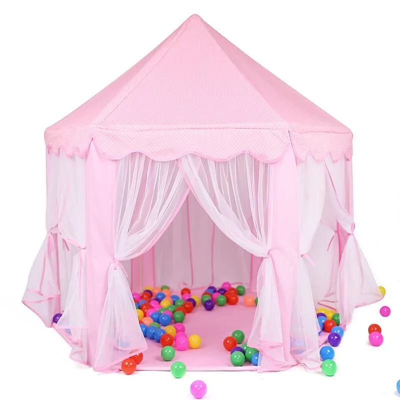 Pink Girls Castle Play Tent Princess Playhouse Children Kids Indoor
