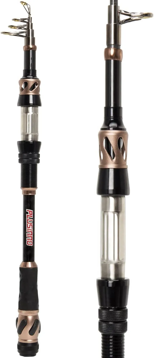 PLUSINNO Fishing Rod and Reel Combos - Carbon Fiber Telescopic Fishing Pole - Spinning Reel 12  1 Shielded Bearings Stainless Steel BB