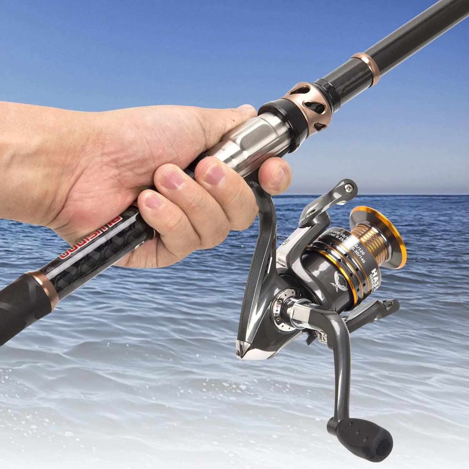PLUSINNO Fishing Rod and Reel Combos - Carbon Fiber Telescopic Fishing Pole - Spinning Reel 12  1 Shielded Bearings Stainless Steel BB