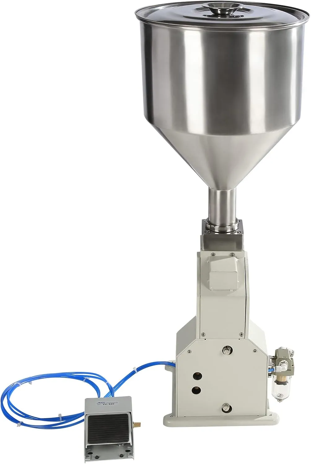 Pneumatic Liquid Filling Machine with Hopper 10-110ml Stainless Steel Manual Filling Machine Bottle Filler Cosmetic Oil Filling Machine for Milk Water Juice Essential Oil Wine