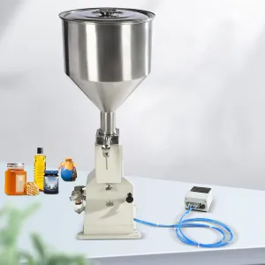 Pneumatic Liquid Filling Machine with Hopper 10-110ml Stainless Steel Manual Filling Machine Bottle Filler Cosmetic Oil Filling Machine for Milk Water Juice Essential Oil Wine