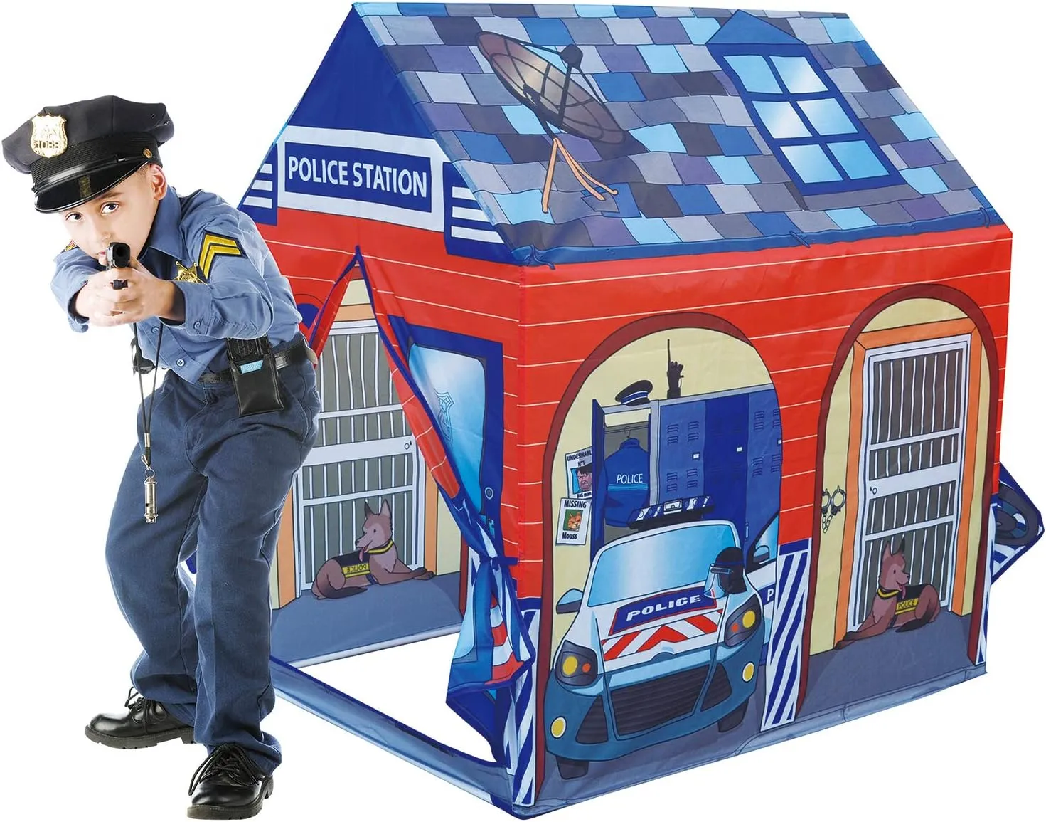 POCO DIVO Police Station Play Tent Kids Pretend Super Hero Playhouse