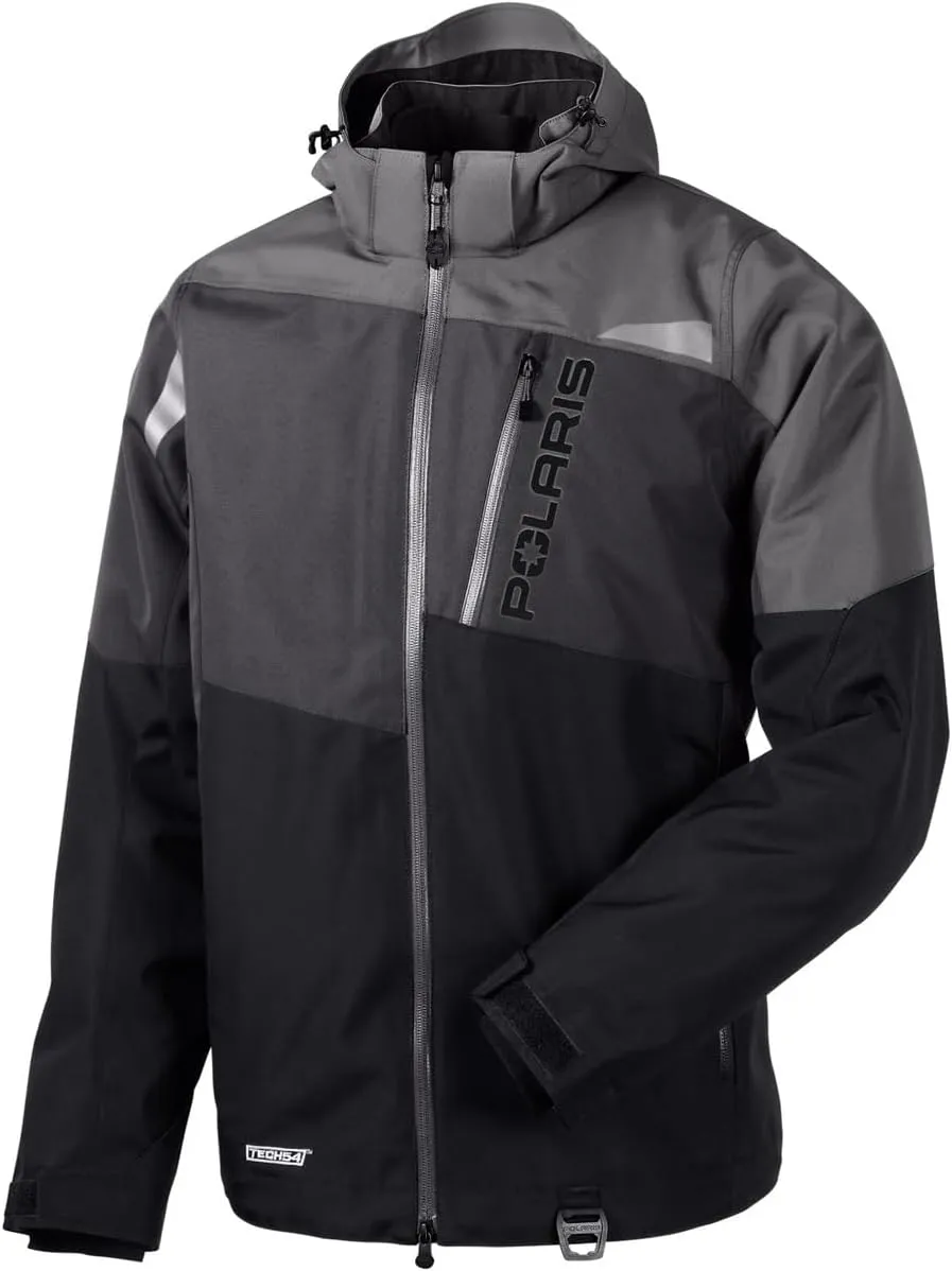 Polaris Men's TECH54 Switchback Jacket, Waterproof, Breathable, Insulated, Warm Winter Coat for Snowmobiling and Off Road Riding, Polyester, Black/Gray - 2864501