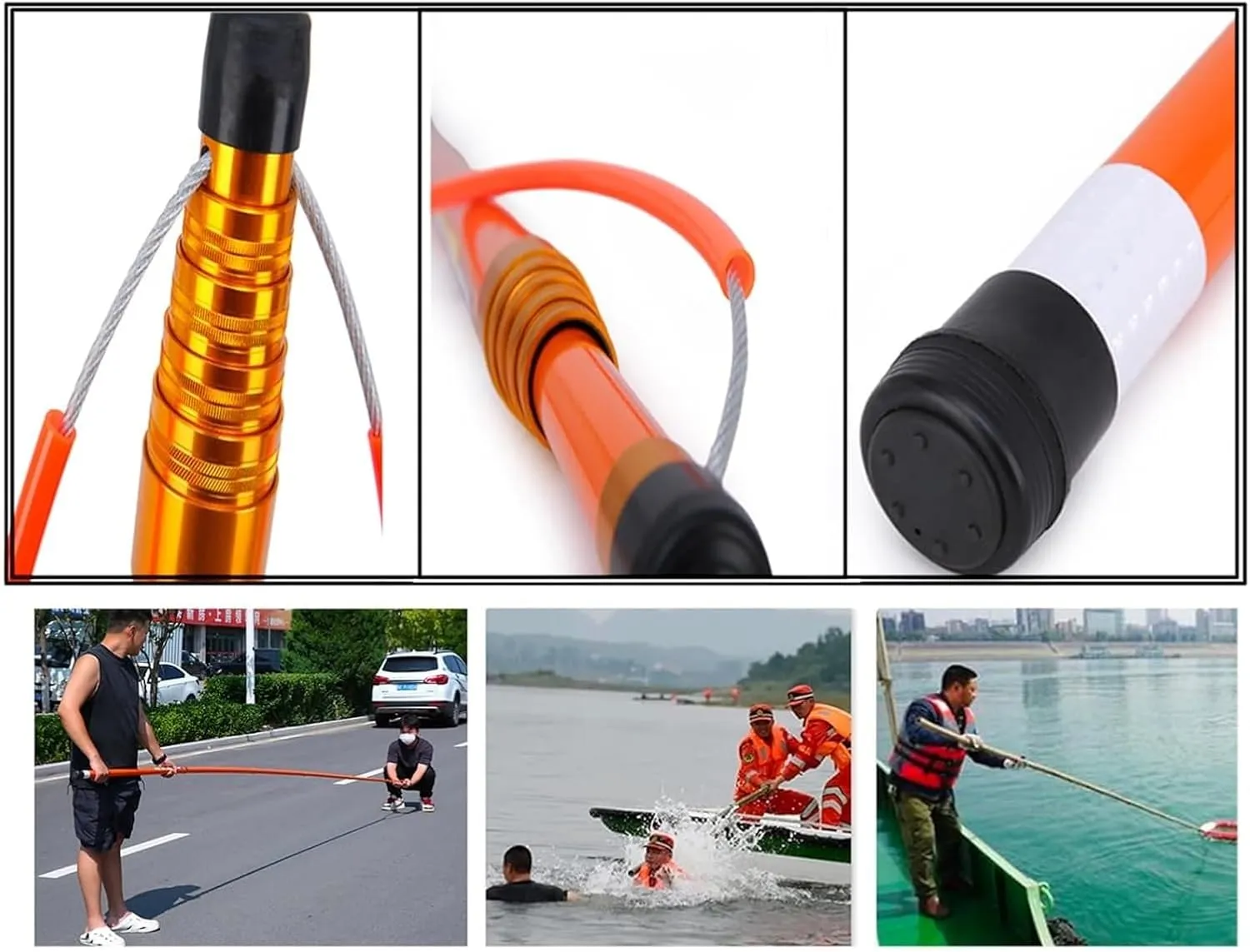 Pool Safety Hook,Safety Hook Pool Pole, Telescoping Lifeguard Rescues Pole with Hook Heavy Duty Salvage Rods Emergency Life Preserving Saving Equipment Tool(1.2-4.5m(4.9ft-14.7ft))