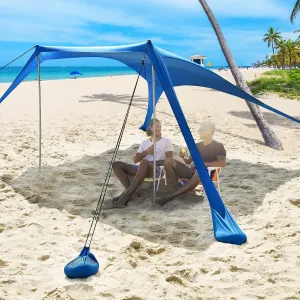 Pop Up Beach Tent UPF50  Sun Shelter Anti-Wind Portable Beach Canopy with 2 Aluminum Poles Compact Sun Shelter Easy Setup Sandproof Private Outdoors Shade for Camping Trips, Fishing