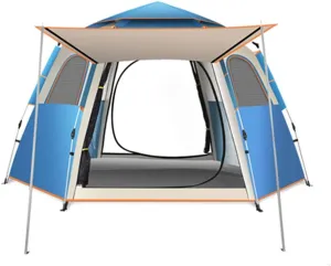 Pop-Up Camping Tent 3-4Person Tent Family Tents for Camping Water Resistance Lightweight Durable Durable Fiberglass Poles Includes Tent Stakes ( Color : Blue , Size : 34 people 240*210*135cm )